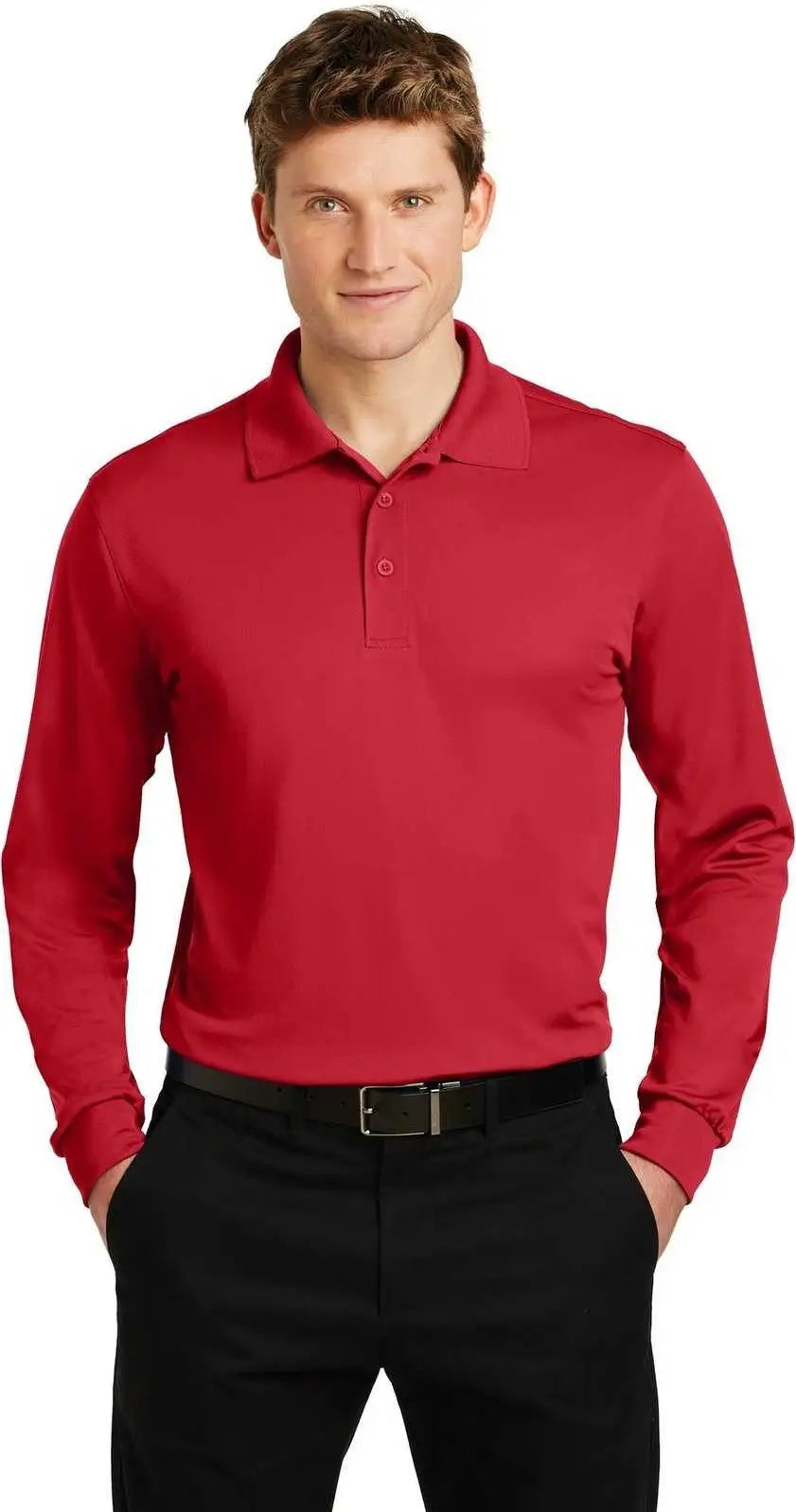 Sport-tek St657 Long Sleeve Micropique Sport-wick Polo - True Red