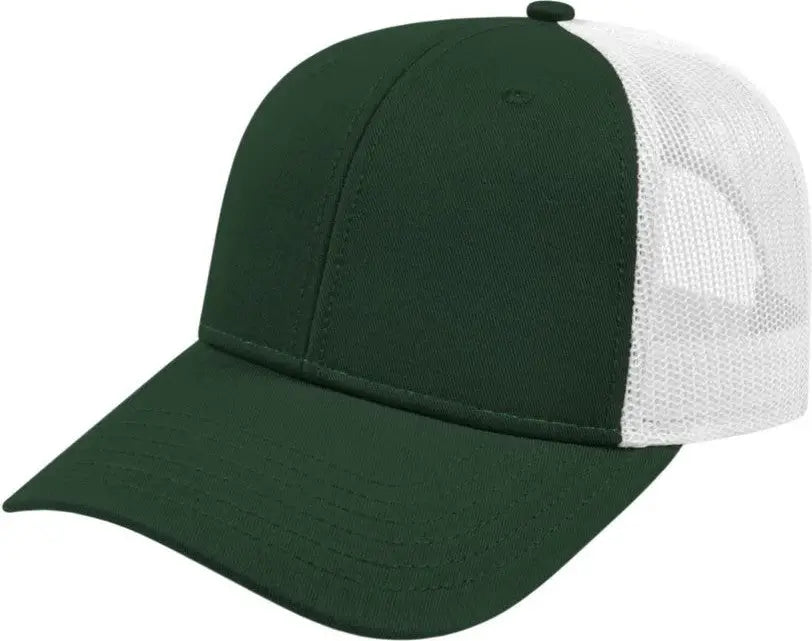 Cap America I3115 Low Profile Trucker with Modified Flat Bill - Forest White - Youth