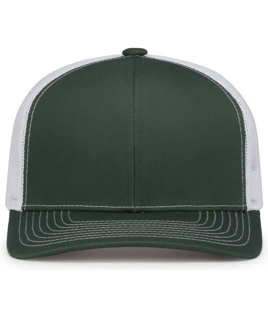 Pacific Headwear 104s Contrast Stitch Snapback Trucker Cap - Dark Green White - Forest / 7’’ - 7 7/8’’