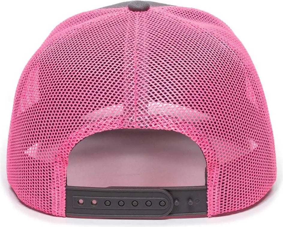 Oc Sports Oc771 Adjustable Mesh Back Cap - Charcoal Neon Pink - Dark Gray / 6 7/8’’ - 7 1/2’’