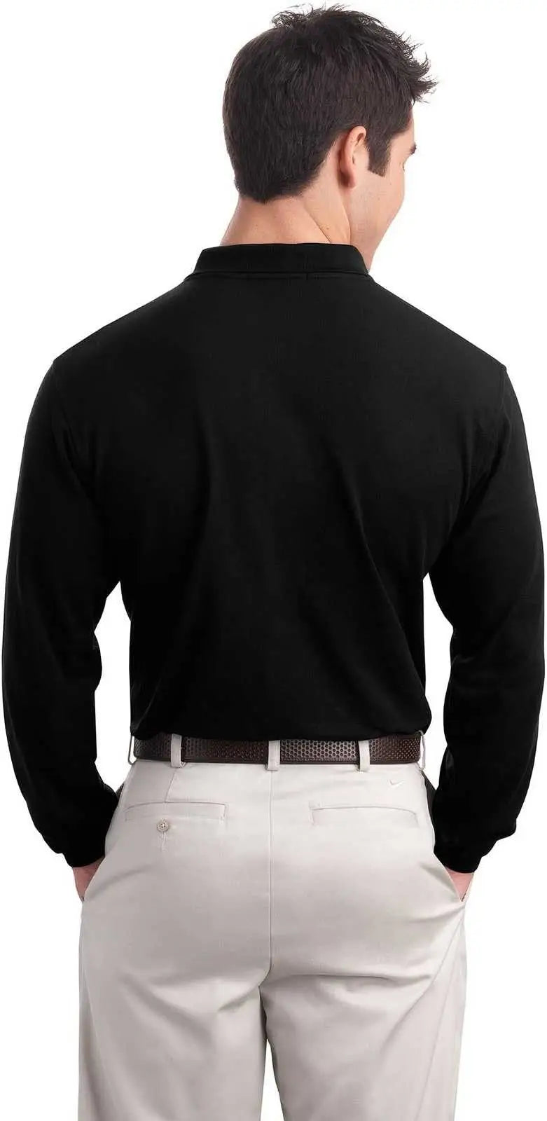 Port Authority K500lsp Long Sleeve Silk Touch Polo with Pocket - Black