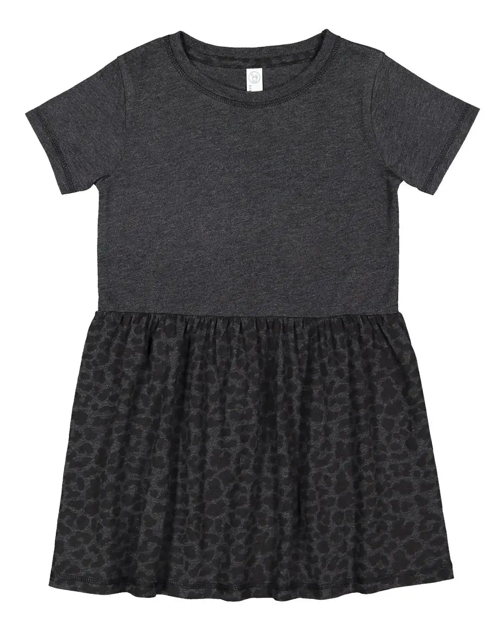 Rabbit Skins 5333 Toddler Fine Jersey Dress - Vintage Smoke Black Leopard - 4t