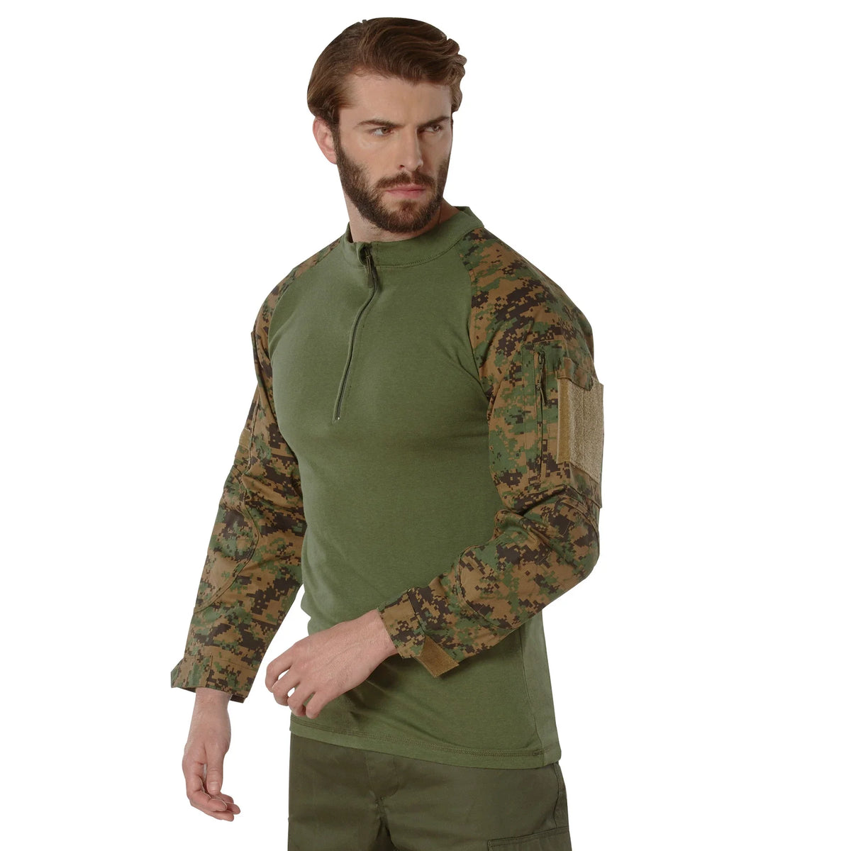 1/4 Zip Tactical Airsoft Combat Shirt - Woodland Digital Camo / s