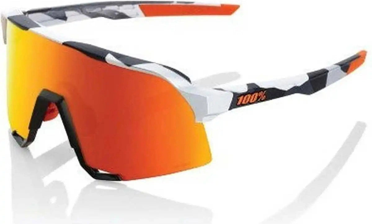 100% 60005-00001 S3 Sunglasses Soft Tact Grey Camo Hiper Red Lens - Gray / Adult