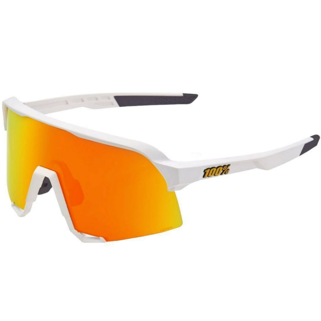 100% 60005-00009 S3 Sunglasses Soft Tact White - Hiper Red Mirror Lens - Adult