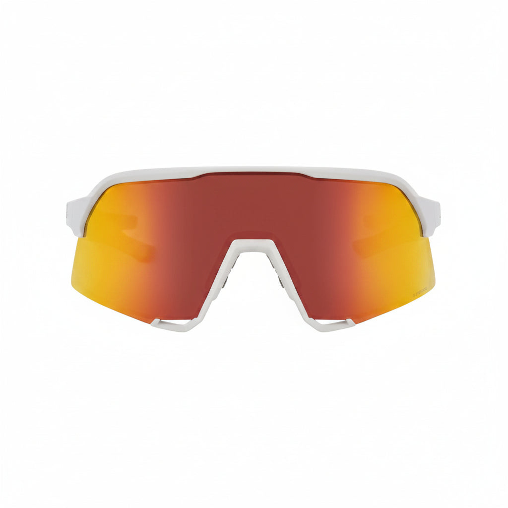 100% 60005-00009 S3 Sunglasses Soft Tact White - Hiper Red Mirror Lens - Adult