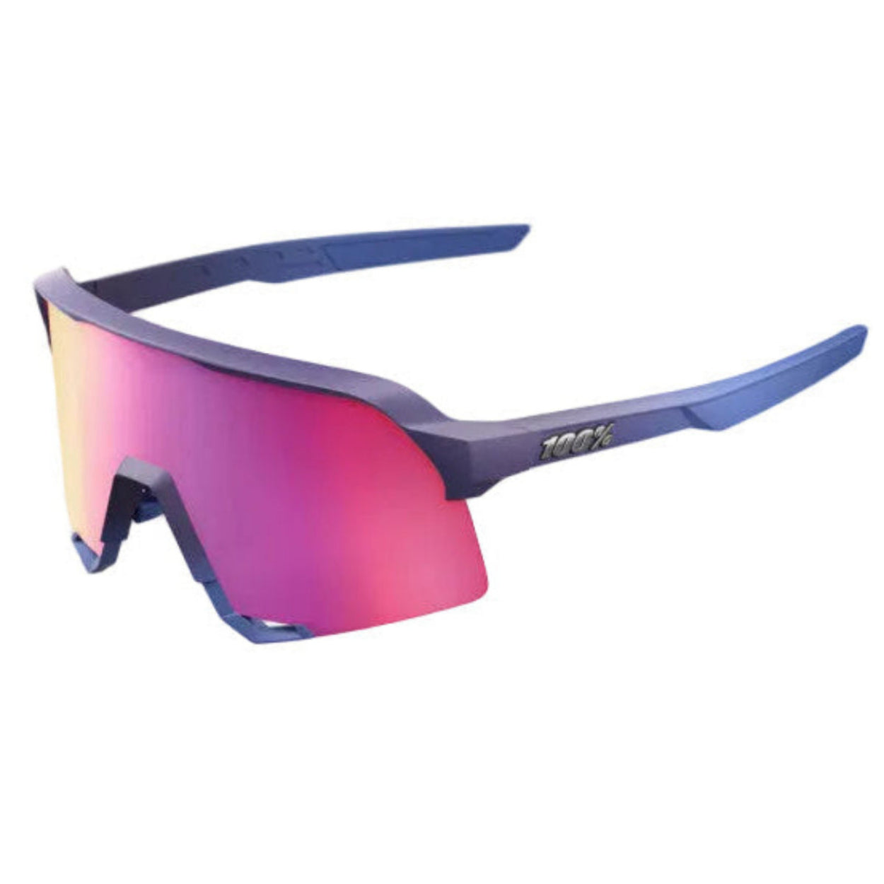 100% 60005-00044 S3 Sunglasses Satin Storm Metallic with Purple Mirror Lens - Blue / Adult