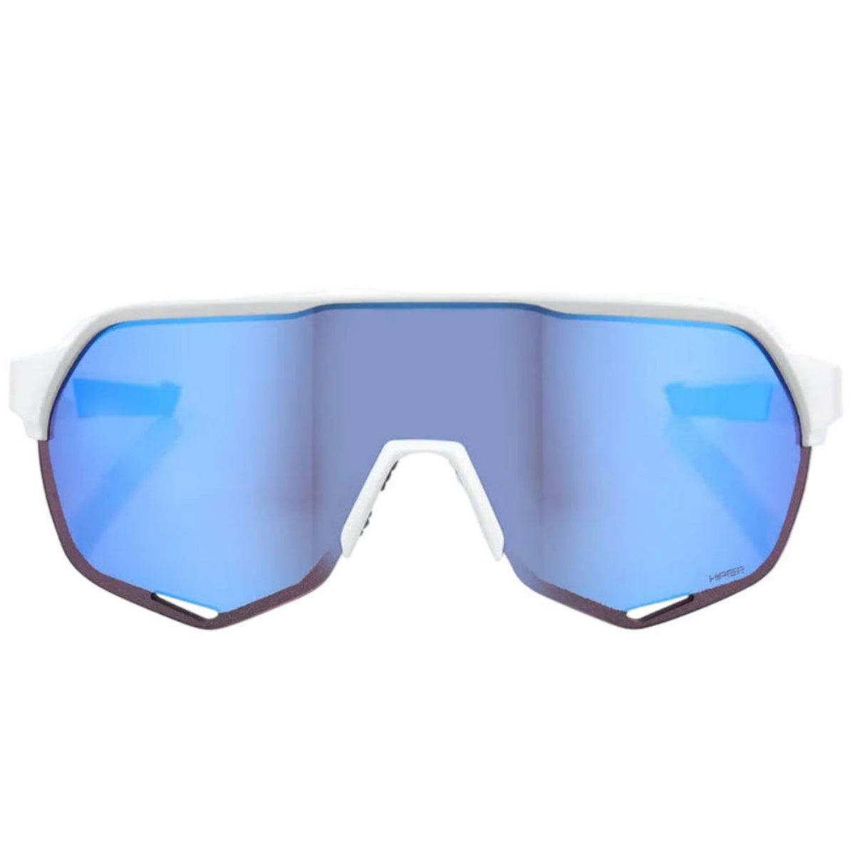 100% 60006-00006 S2 Sunglasses Matte White - Hiper Blue Mirror Lens - Adult
