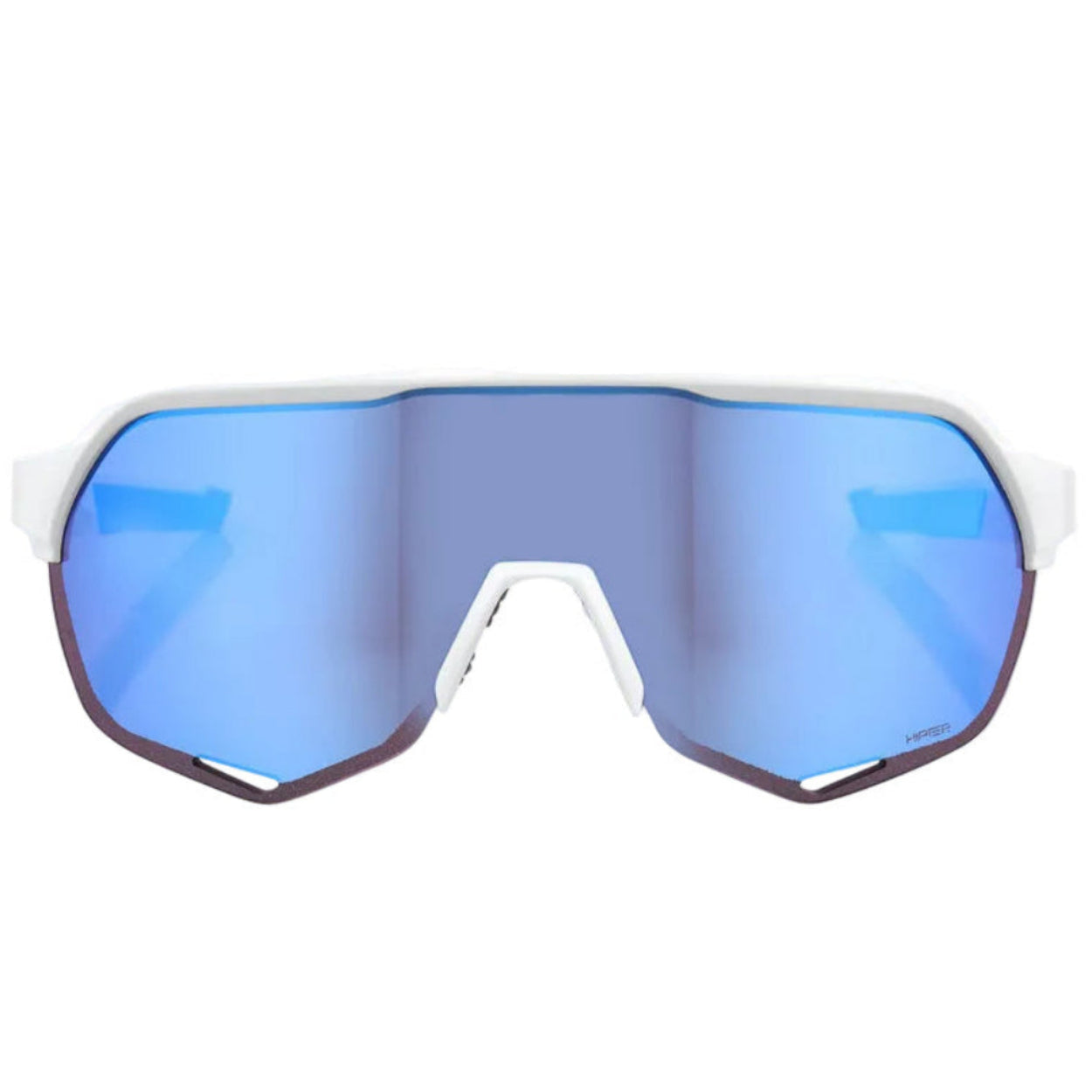 100% 60006-00006 S2 Sunglasses Matte White - Hiper Blue Mirror Lens - Adult