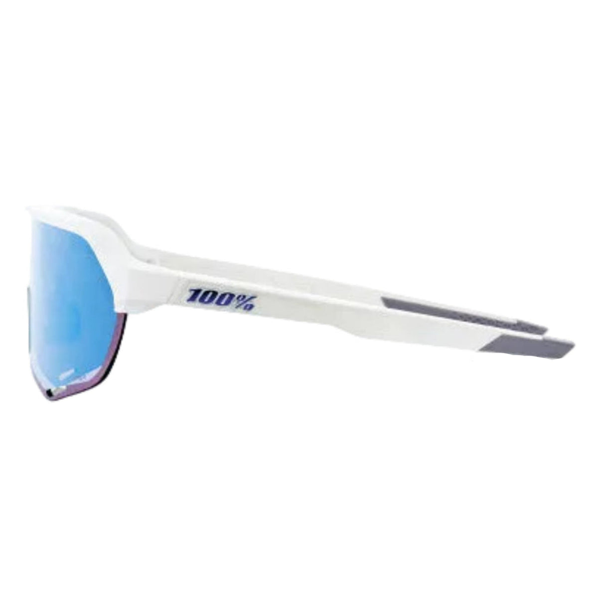 100% 60006-00006 S2 Sunglasses Matte White - Hiper Blue Mirror Lens - Adult