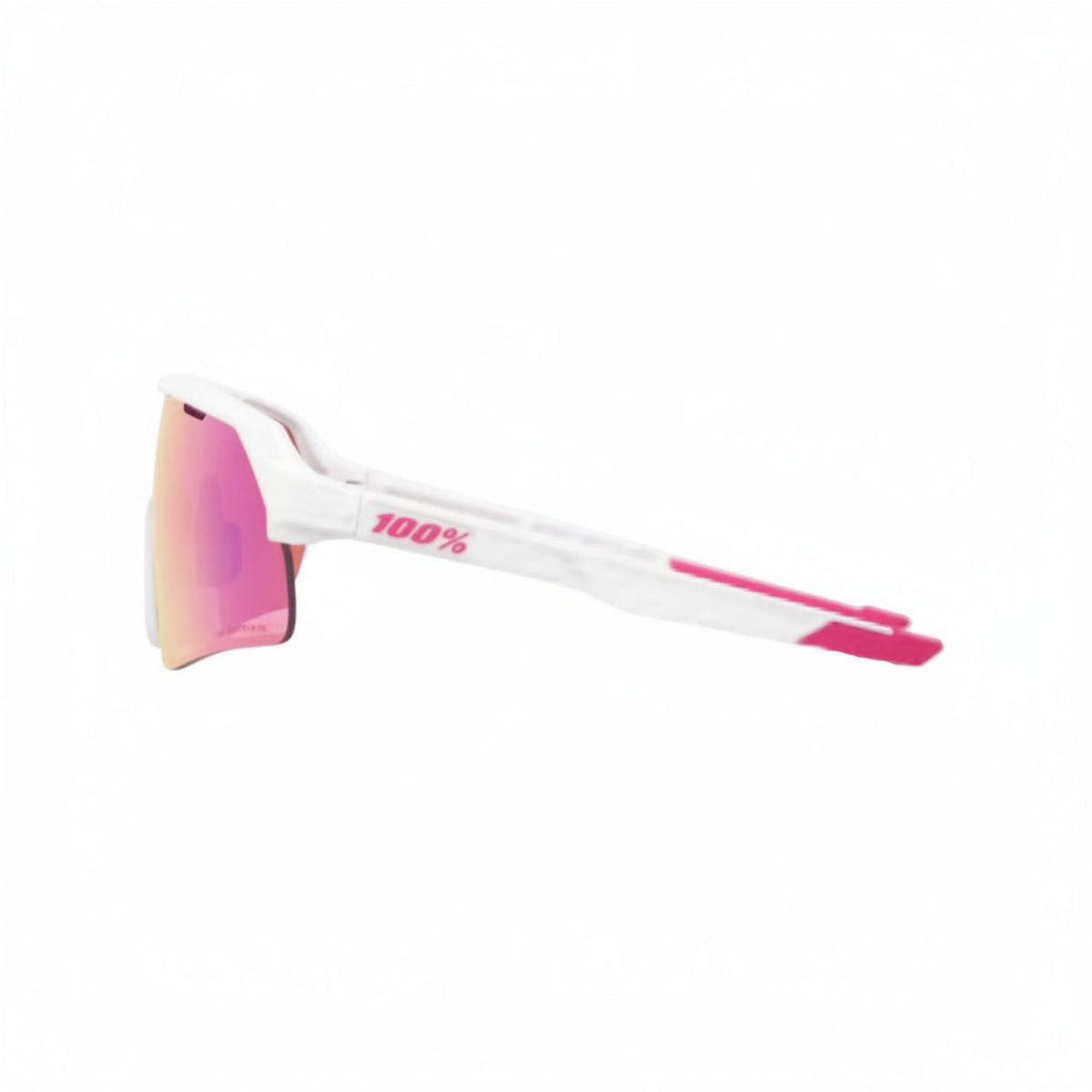 100% 60006-00034 S2 Sunglasses Matte White/pink - Hiper Vital Pink Mirror Lens - White / Adult