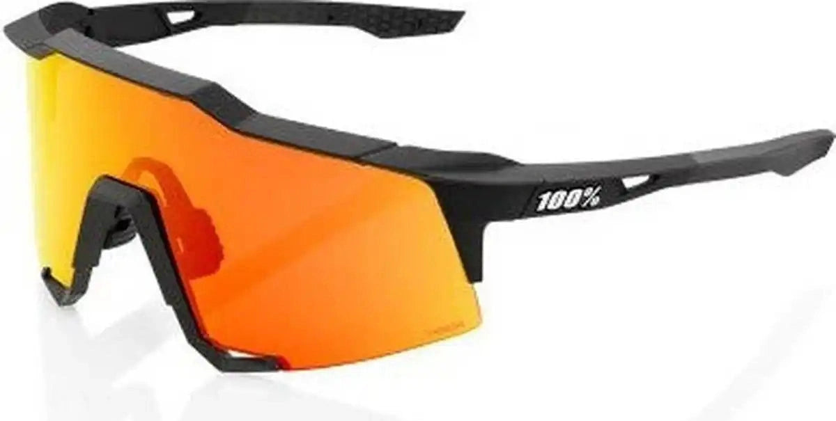 100% 60007-00008 Speedcraft Sunglasses Soft Tact Black with Hiper Red Lens - Adult