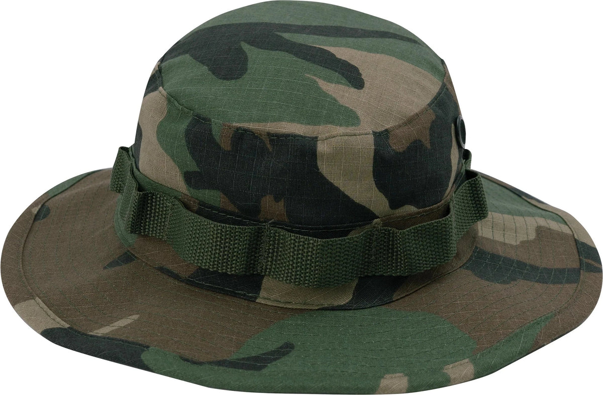 100% Cotton Rip-stop Boonie Hat - Woodland Camo / Default