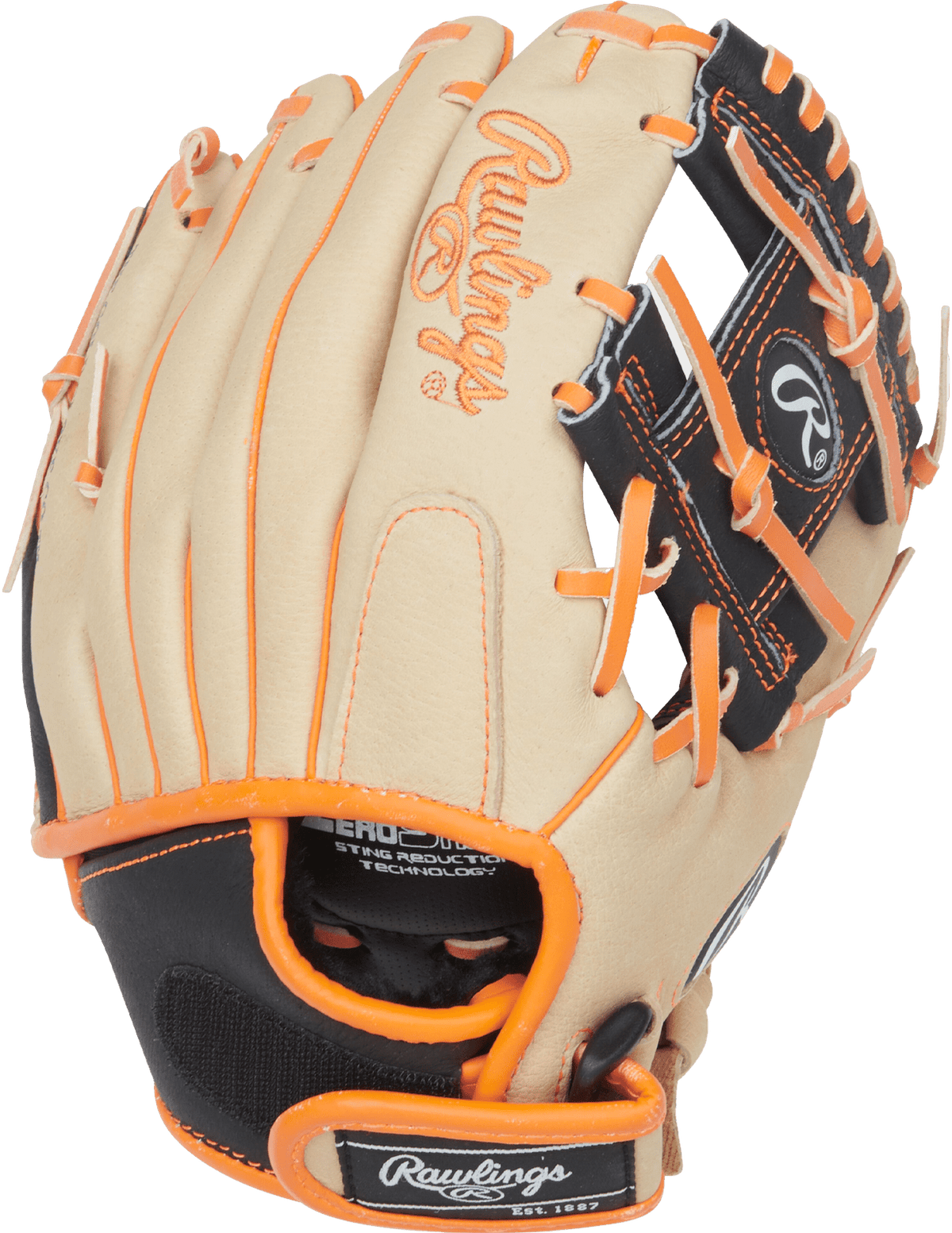 Rawlings Sure Catch  10.00" Jackson Holliday Baseball Utility Glove SC100JH - Camel Black Orange - HIT a Double - 1