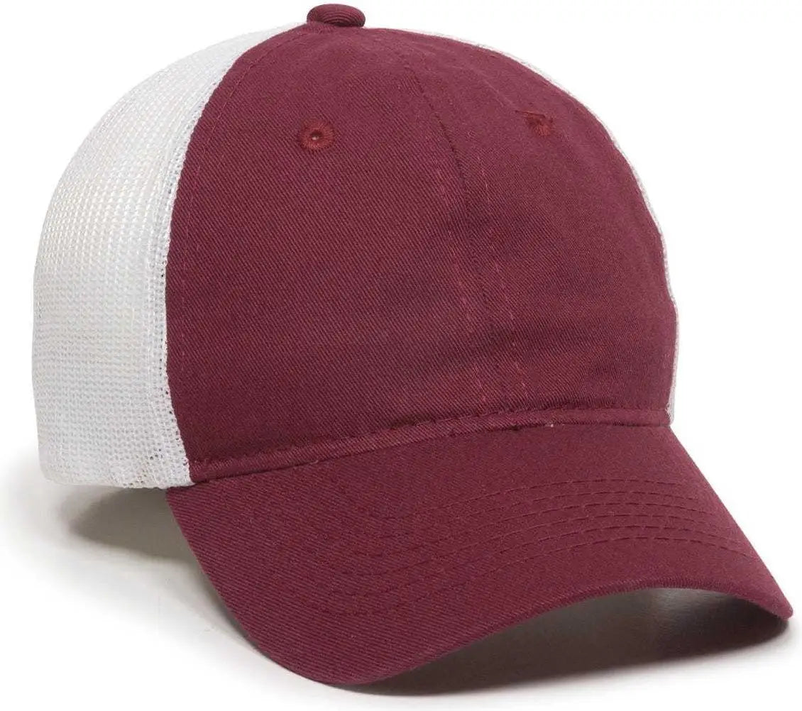 Oc Sports Fwt-130 Garment Wash Mesh Back Baseball Cap - Burgundy White - Maroon / 6 3/8’’ - 7’’
