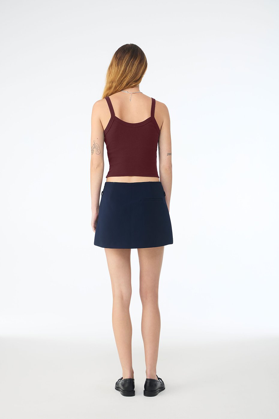 BELLA + CANVAS 1012C Women's Micro Rib Spaghetti Strap Tank - 1012 - Solid Maroon Blend (view 3)