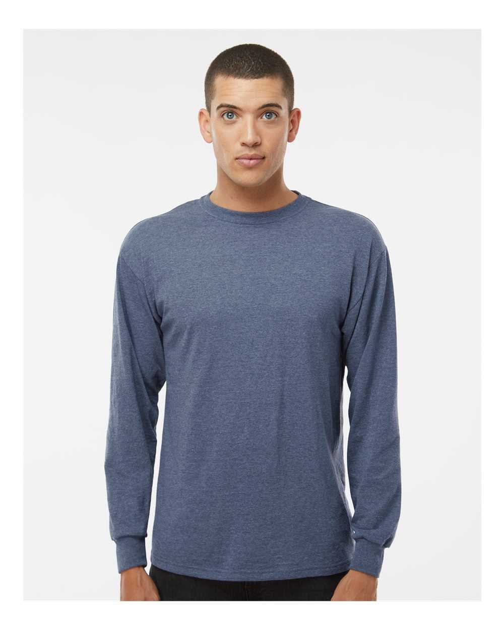 M&amp;O 4820 Gold Soft Touch Long Sleeve T-Shirt - Heather Navy - HIT a Double - 2