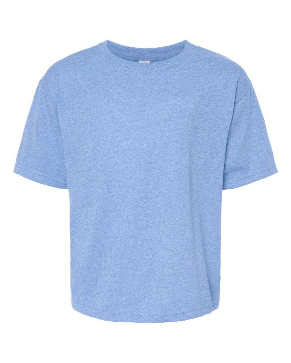 M&amp;O 4850 Youth Gold Soft Touch T-Shirt - Light Blue Heather - HIT a Double - 1