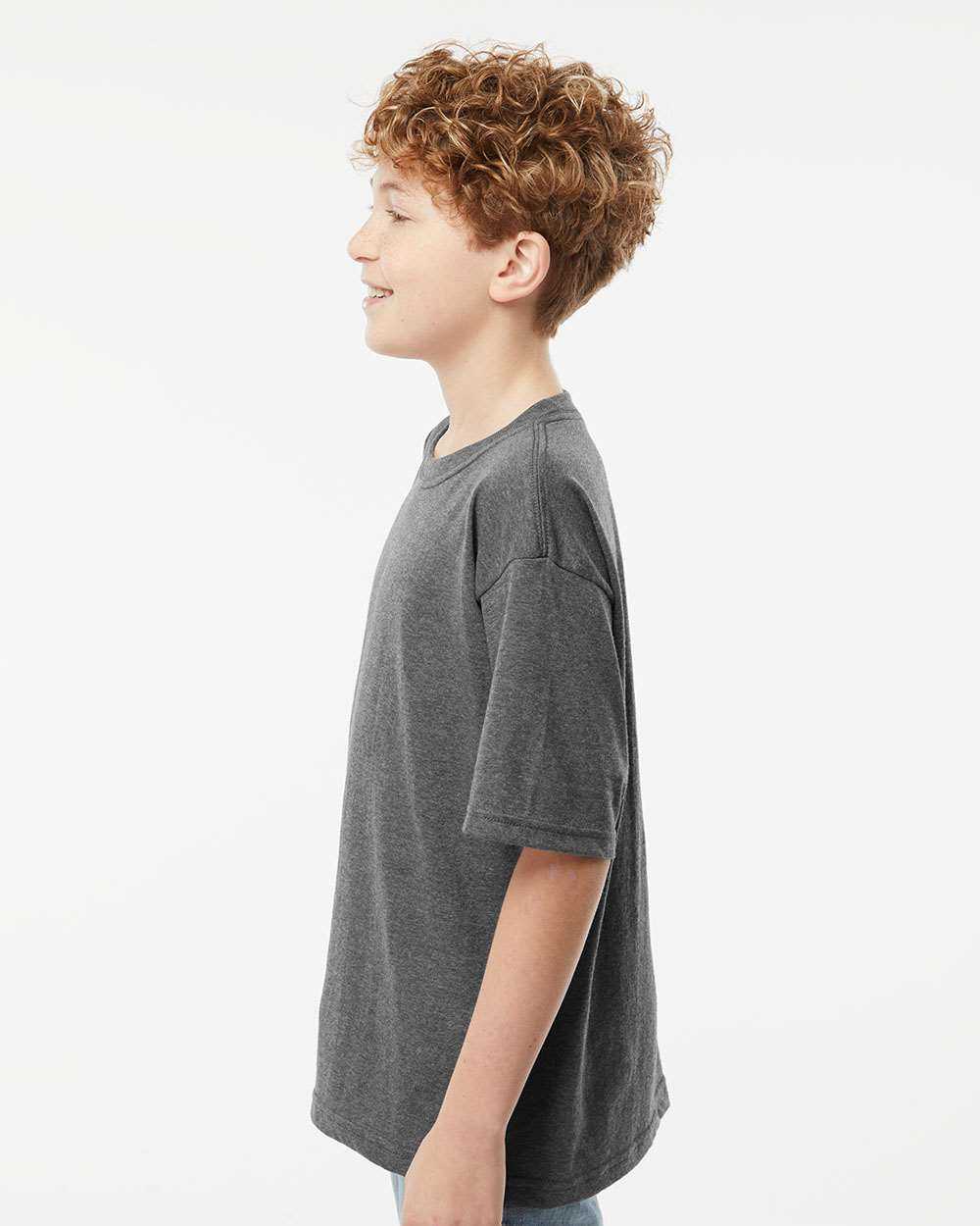 M&amp;O 4850 Youth Gold Soft Touch T-Shirt - Dark Heather - HIT a Double - 3