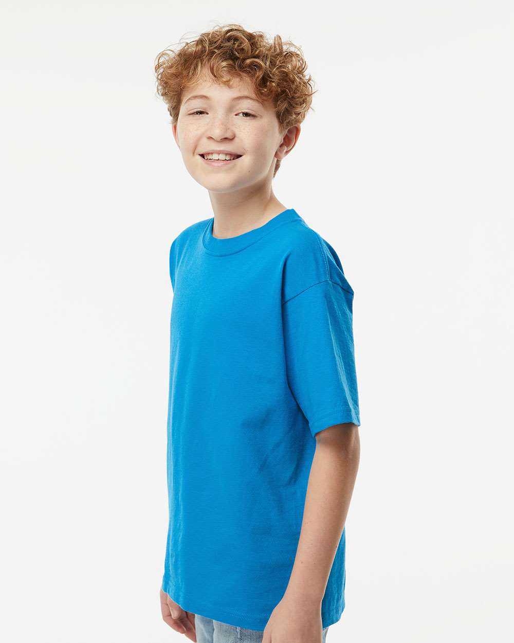 M&amp;O 4850 Youth Gold Soft Touch T-Shirt - Turquoise - HIT a Double - 3