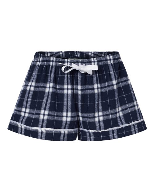 Boxercraft BW6501 Women's Flannel Shorts - Navy  Silver Plaid