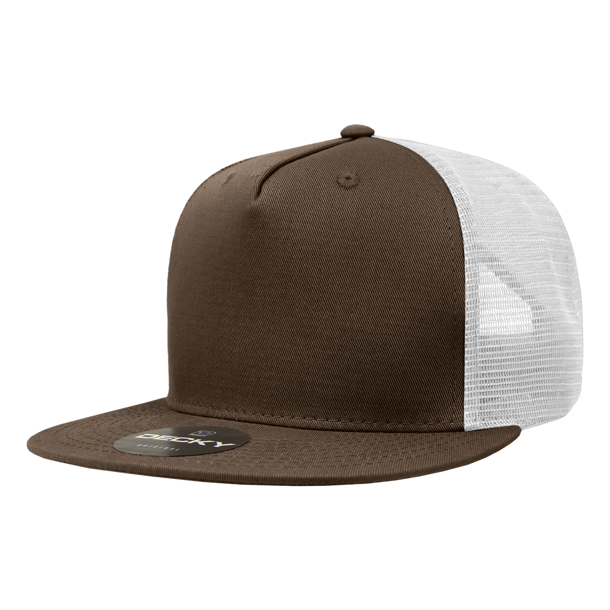 Decky 1040 Classic 5 Panel Cot. Trucker Cap - Brown White