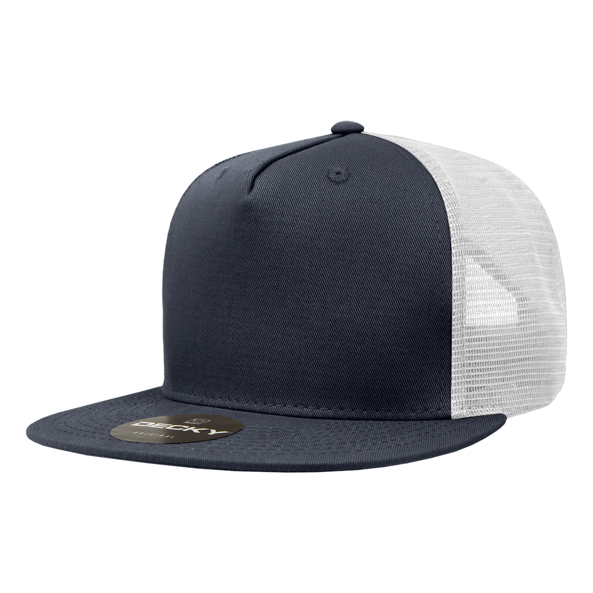 Decky 1040 Classic 5 Panel Cot. Trucker Cap - Navy White