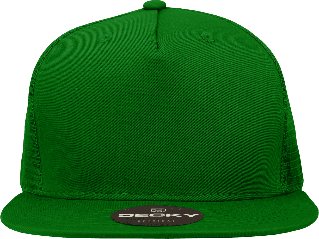Decky 1040 Classic 5 Panel Cot. Trucker Cap - Kelly - one Size Fits Most