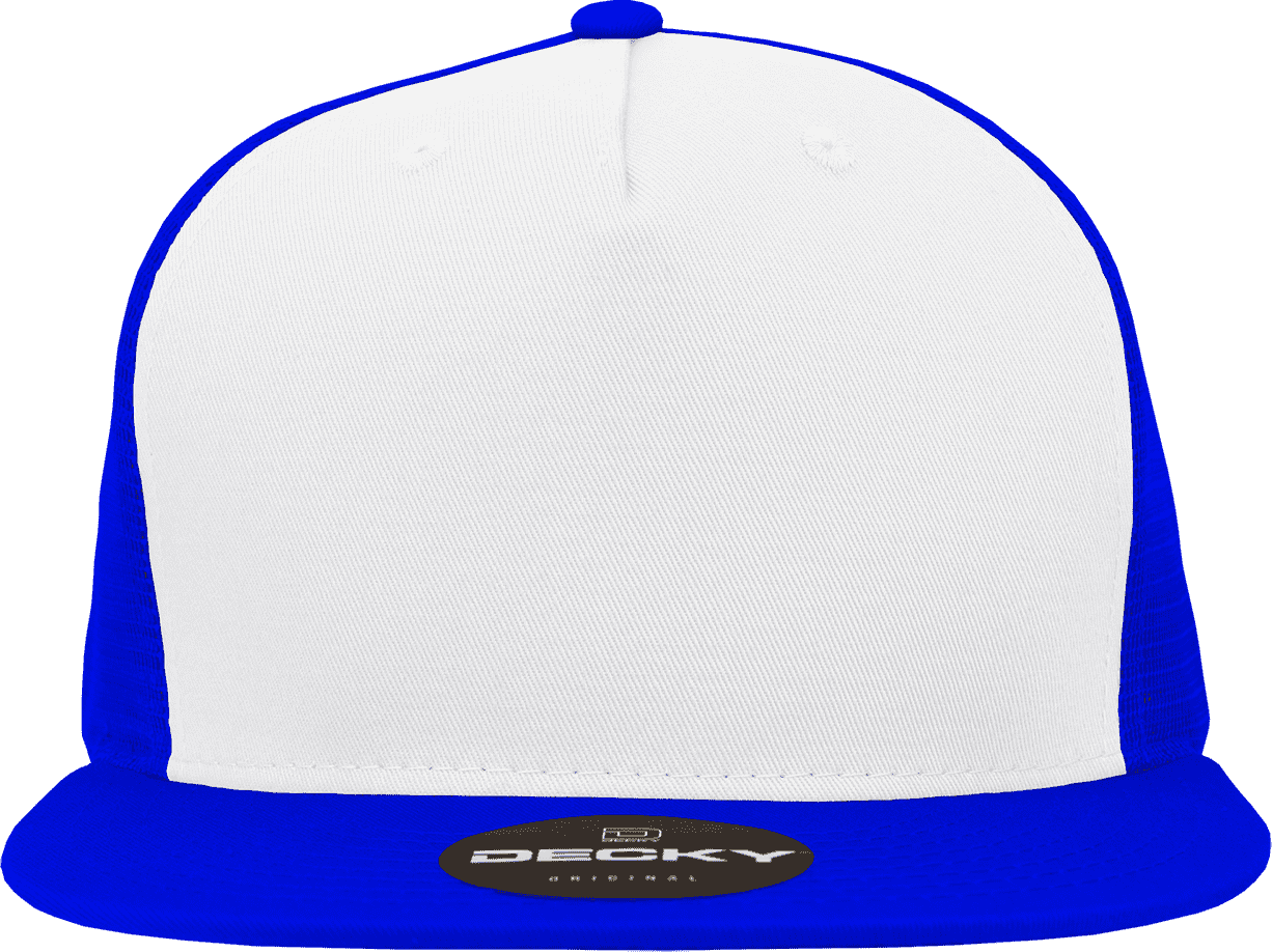 Decky 1040 Classic 5 Panel Trucker Cap - White Royal - one Size Fits Most