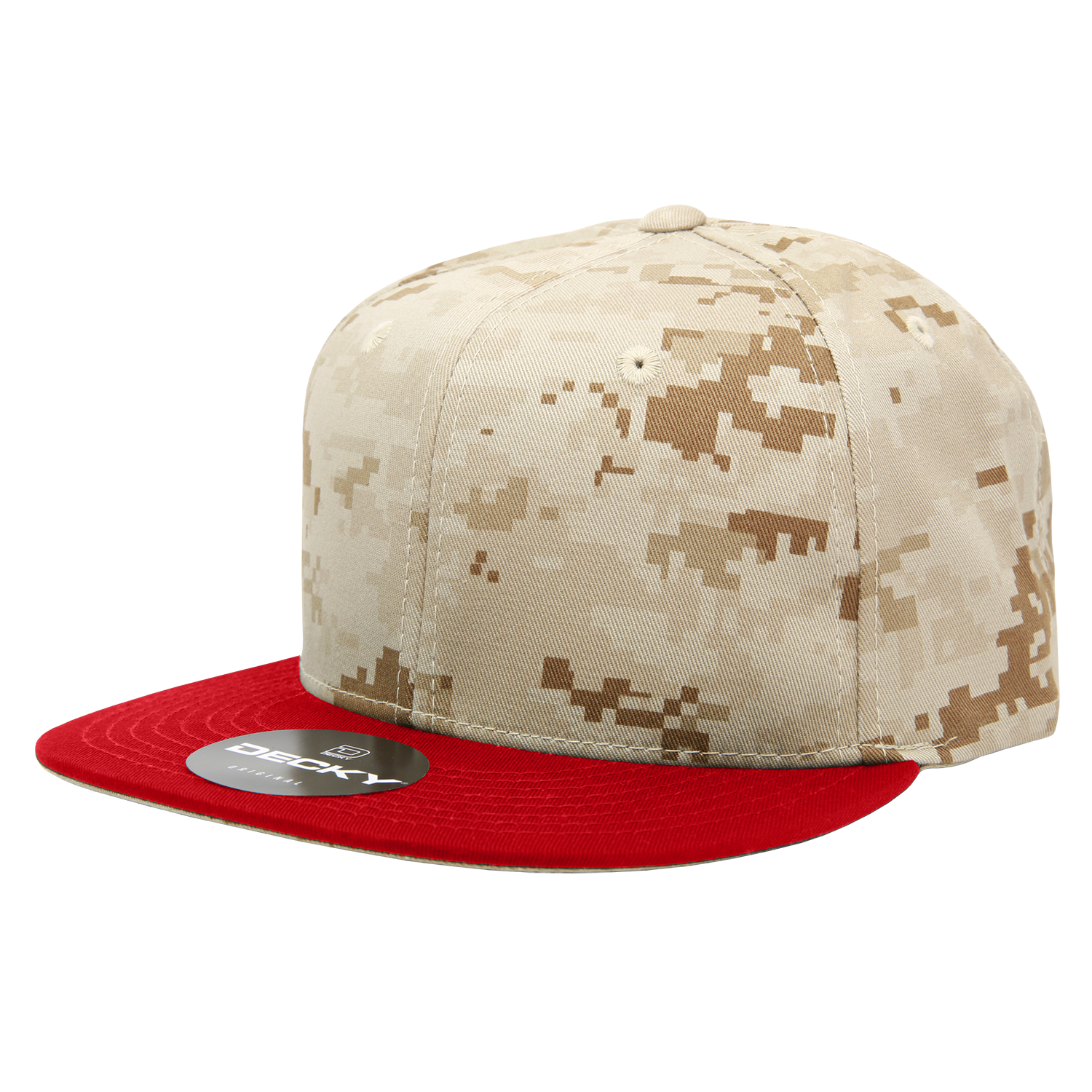 Decky 1047 Digital Camo Snapback Cap - Red Desert