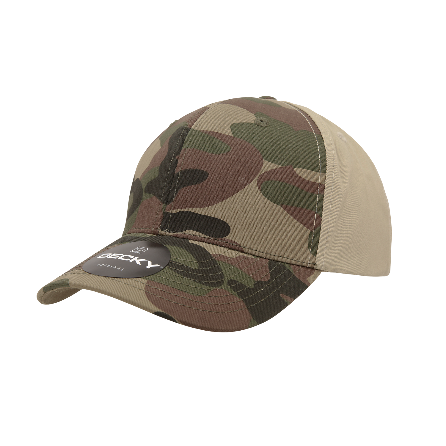 Decky 1048 Camo Curve Bill Baseball Cap - Woodland Khaki