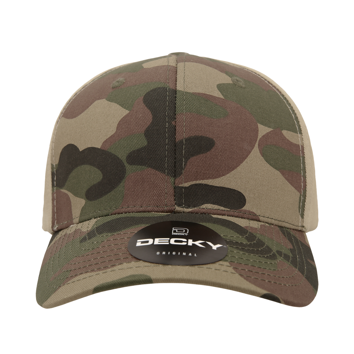 Decky 1048 Camo Curve Bill Baseball Cap - Woodland Khaki