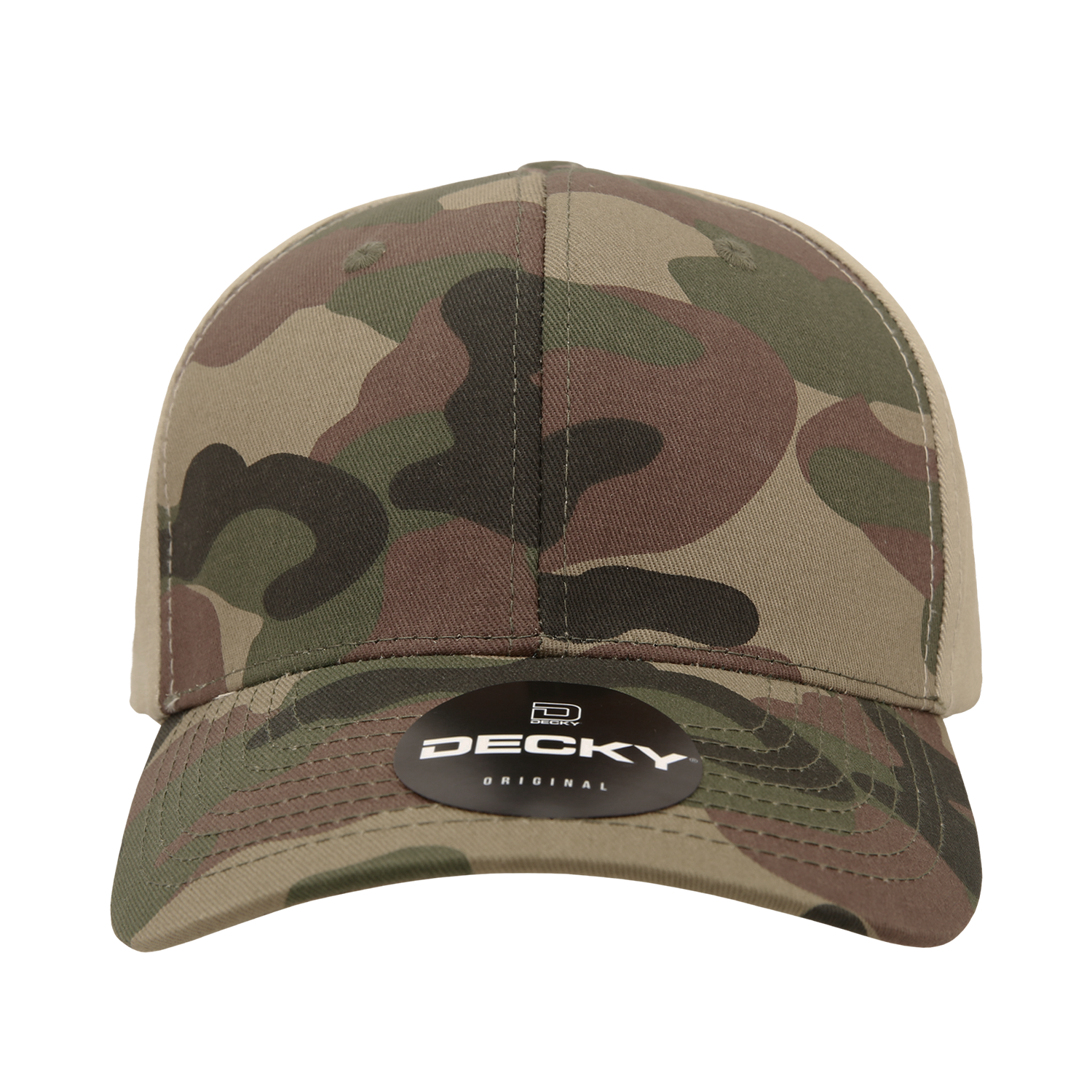 Decky 1048 Camo Curve Bill Baseball Cap - Woodland Khaki