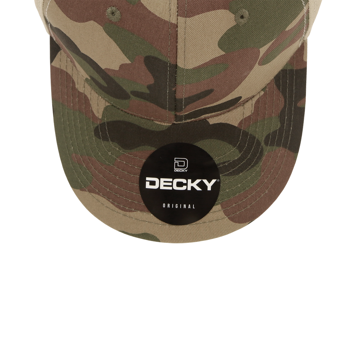 Decky 1048 Camo Curve Bill Baseball Cap - Woodland Khaki