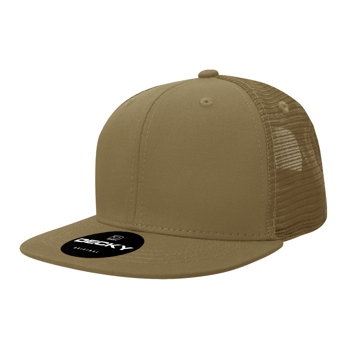 Decky 1052 6 Panel Flat Bill Trucker Cap - Coyote