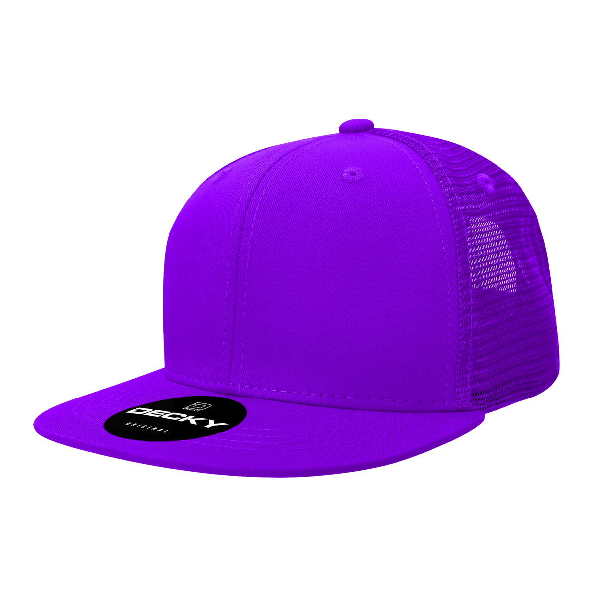 Decky 1052 6 Panel Flat Bill Trucker Cap - Purple
