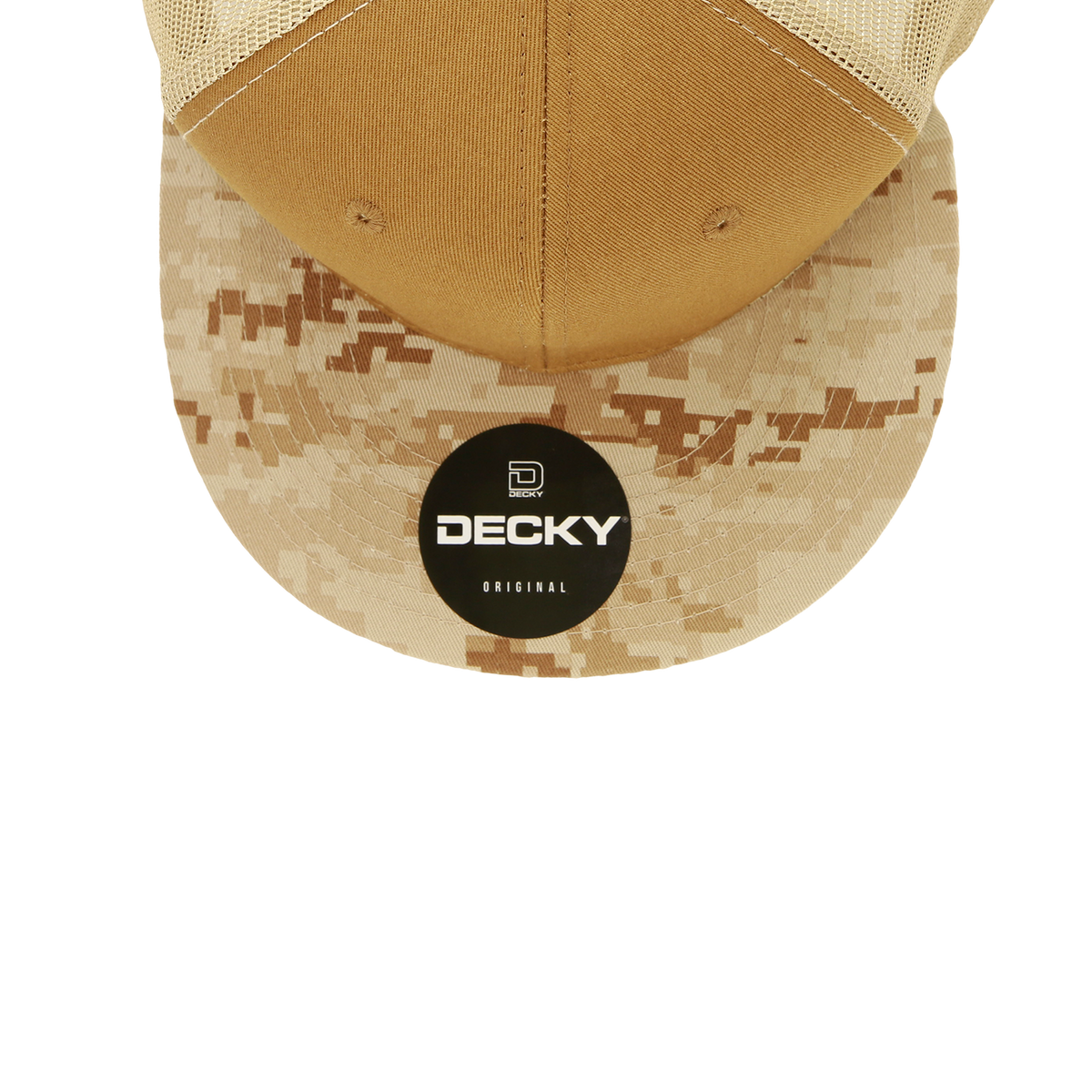 Decky 1055 Camo Flat Bill Trucker Cap - Desert Coyote Khaki