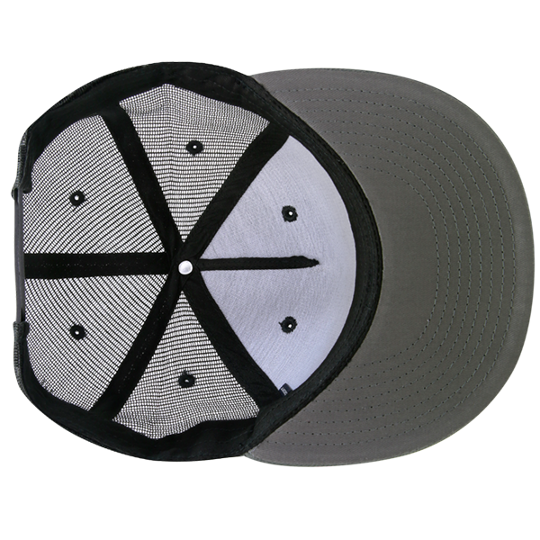 Decky 1063 10 Panel Flat Bill Trucker Cap - Black Dark Grey