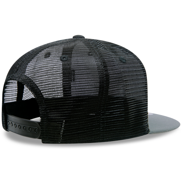 Decky 1063 10 Panel Flat Bill Trucker Cap - Black Dark Grey
