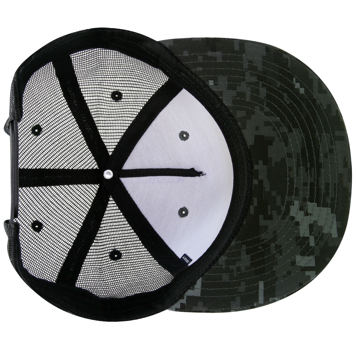 Decky 1063 10 Panel Flat Bill Trucker Cap - Ntg Black
