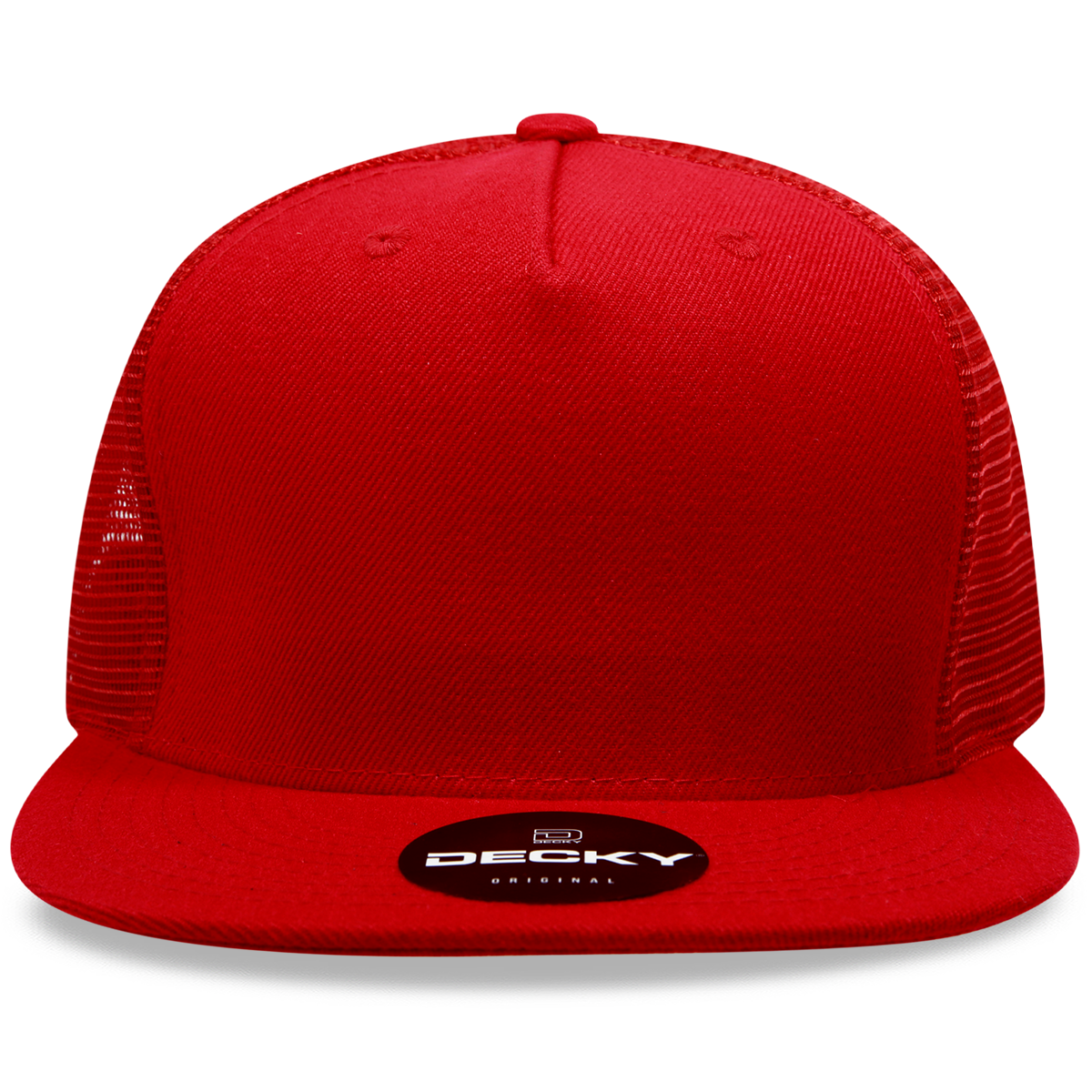 Decky 1063 10 Panel Flat Bill Trucker Cap - Red