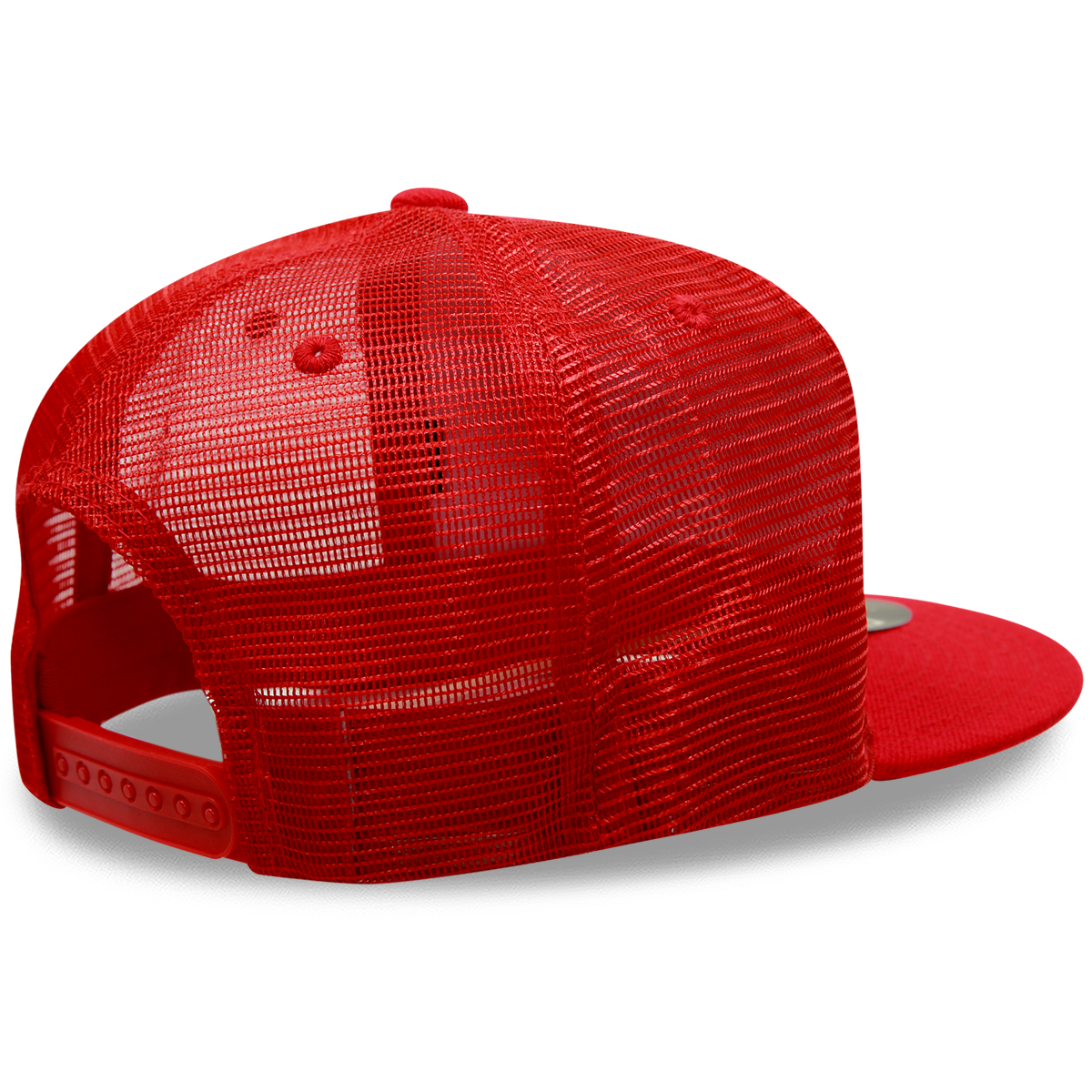 Decky 1063 10 Panel Flat Bill Trucker Cap - Red