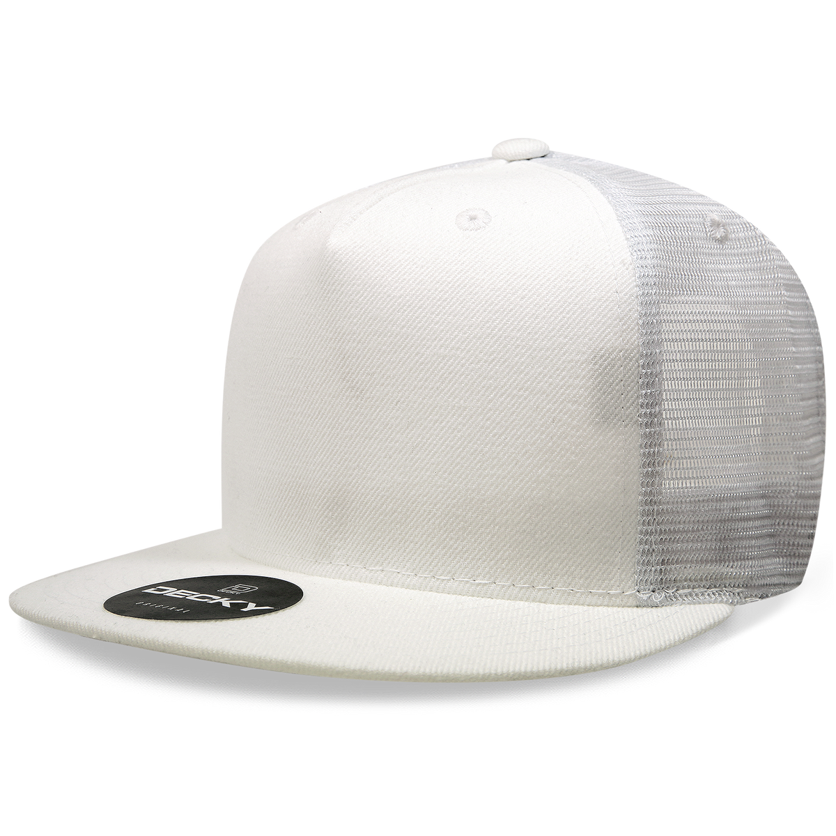 Decky 1063 10 Panel Flat Bill Trucker Cap - White