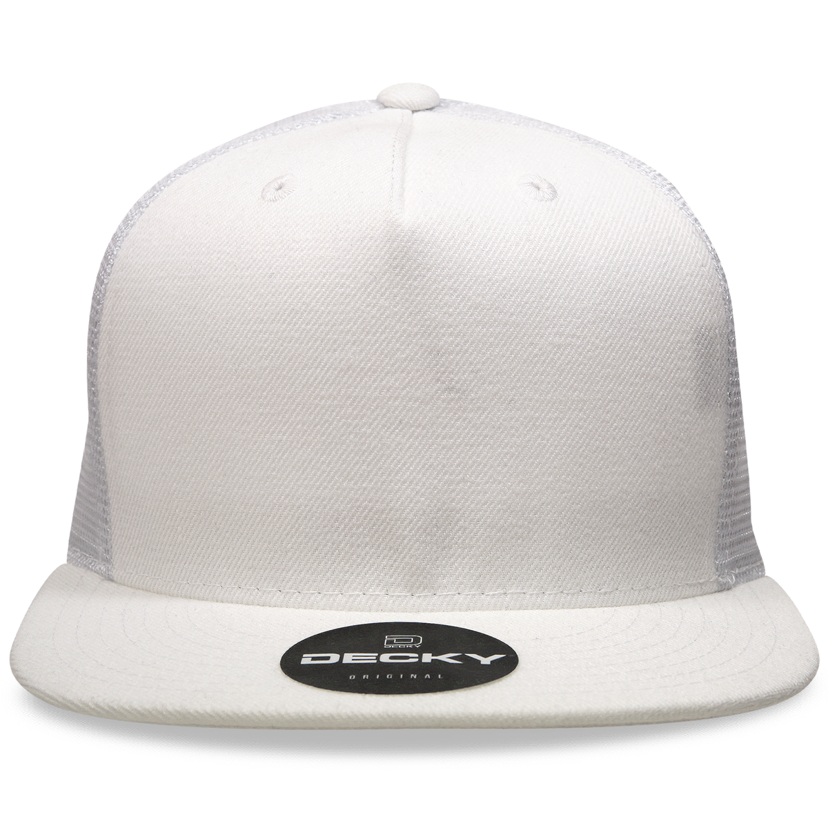 Decky 1063 10 Panel Flat Bill Trucker Cap - White