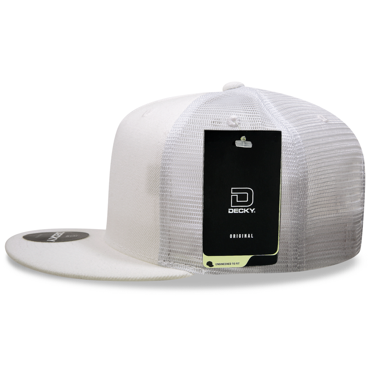 Decky 1063 10 Panel Flat Bill Trucker Cap - White