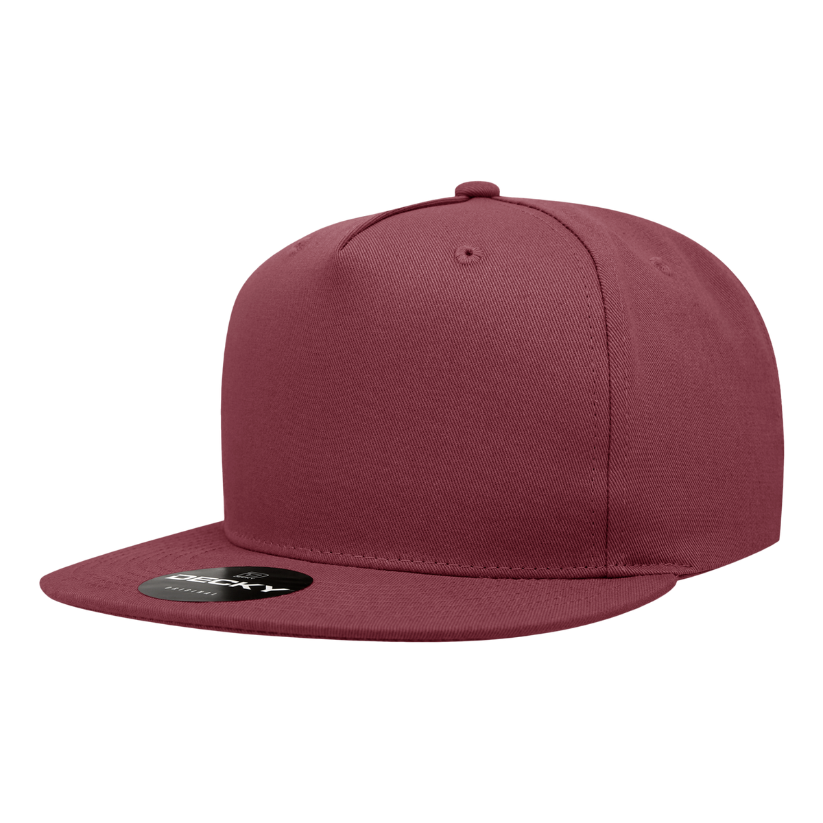 Decky 1064 5 Panel Cotton Flat Bill Snapback Cap - Maroon