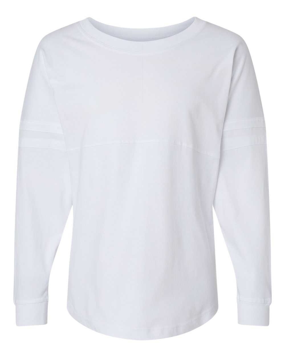 Boxercraft BW3514 Women&#39;s Pom Pom Long Sleeve Jersey T-Shirt - White - HIT a Double - 1