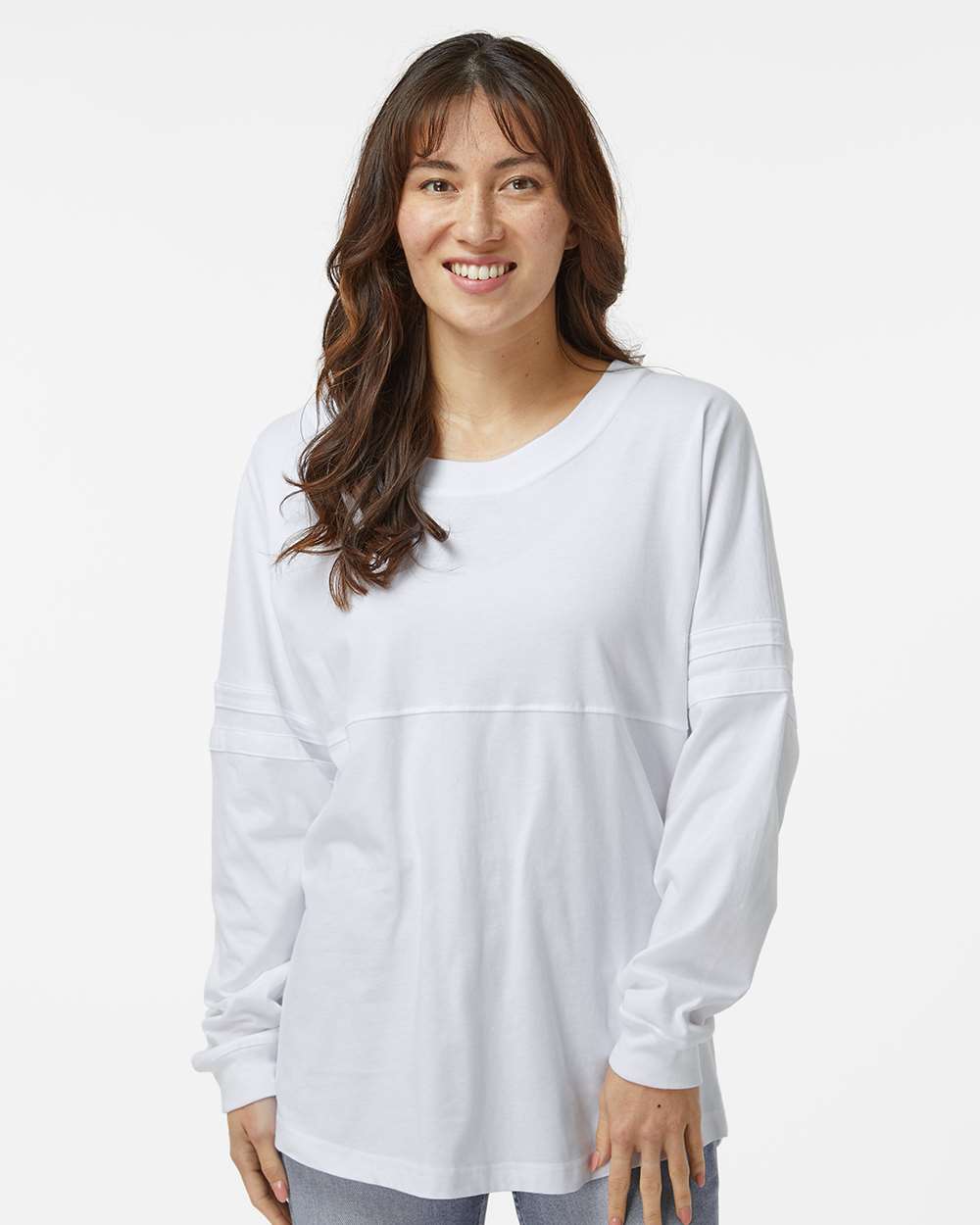Boxercraft BW3514 Women's Pom Pom Long Sleeve Jersey T-Shirt - White - HIT a Double - 1