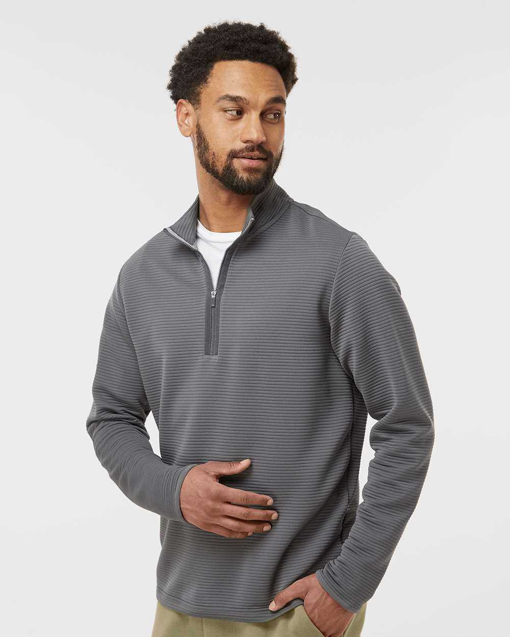 Adidas A588 Spacer Quarter-Zip Pullover - Gray Five - HIT a Double - 3