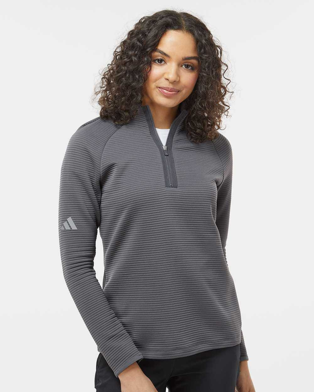 Adidas A589 Women&#39;s Spacer Quarter-Zip Pullover - Gray Five - HIT a Double - 1